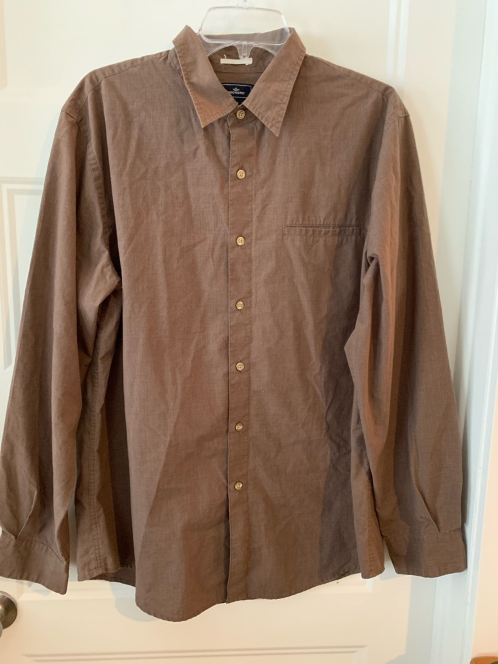 Dockers Men's dress Long-Sleeve Button-Down Shirt in Brown